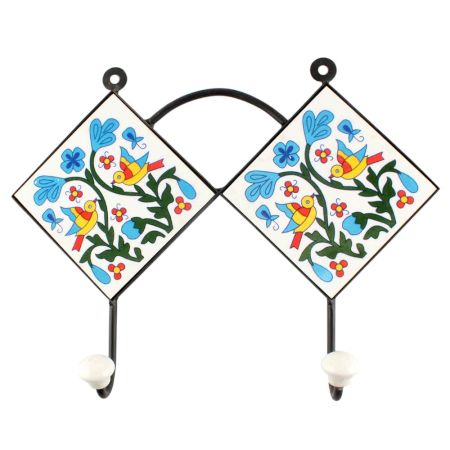 Turquoise Leaf Ceramic Tile Hook Online